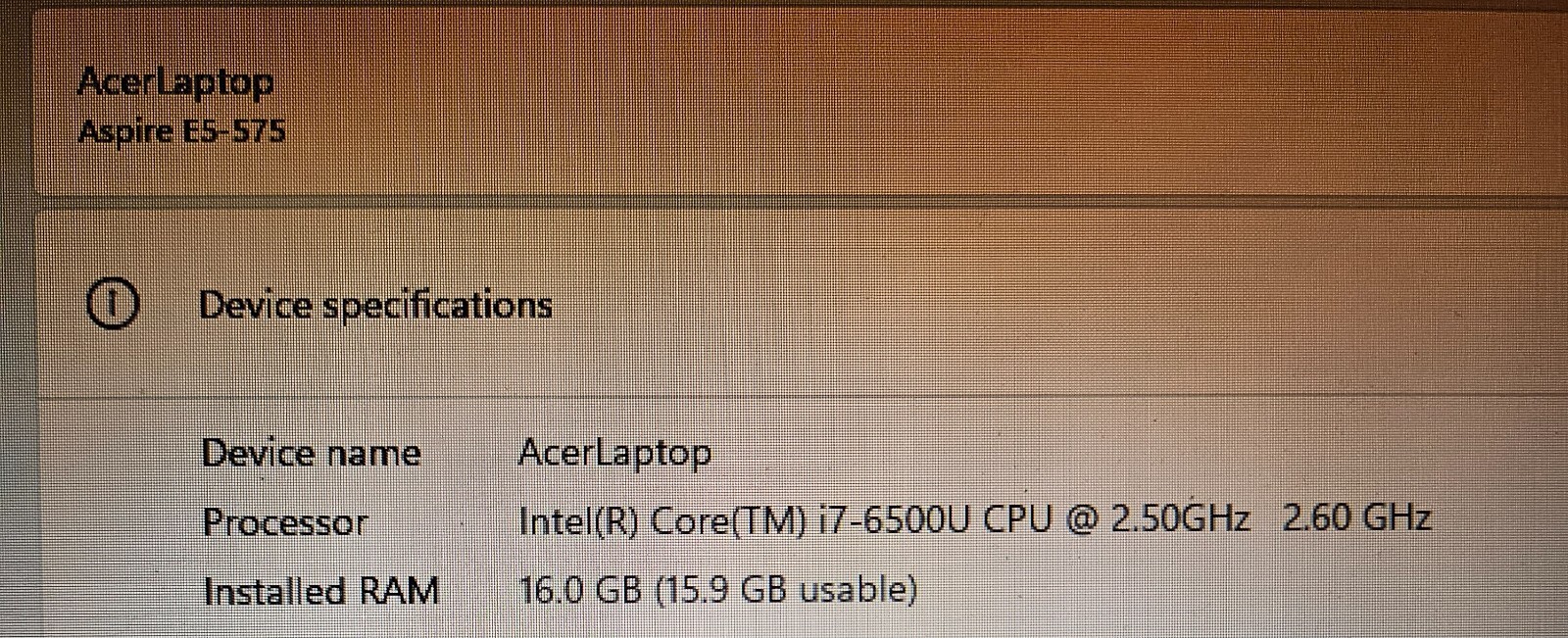 Acer Aspire E 15 Laptop Intel Core i7-6500U, 250GB SSD, 16 GB DDR4 Ram (3200MHz)