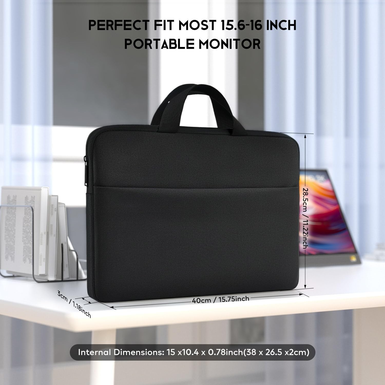 16.1 inch Portable Monitor Case Carrying Bag for Most 15.6/16.1 in Monitors