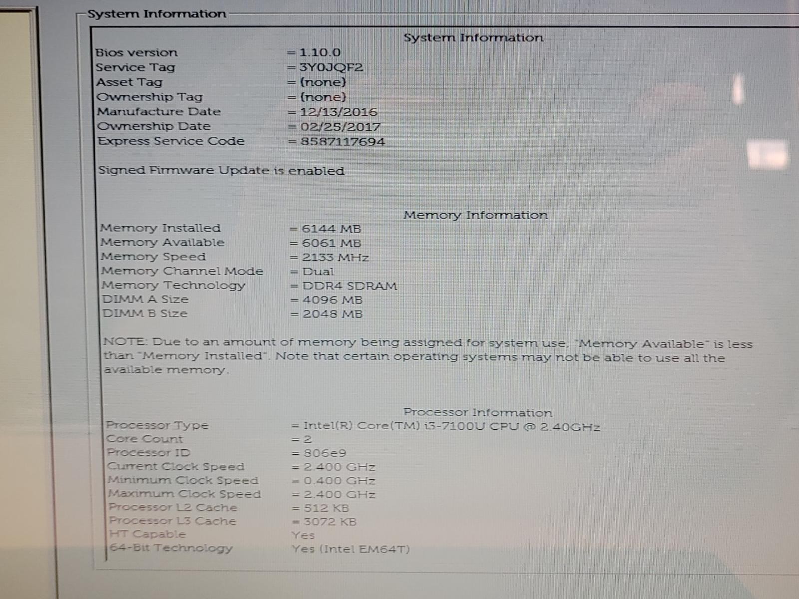 Dell Inspiron 15-5566 15.6″ Touchscreen Intel i3-7100U 6GB RAM **NO HDD/NO OS**