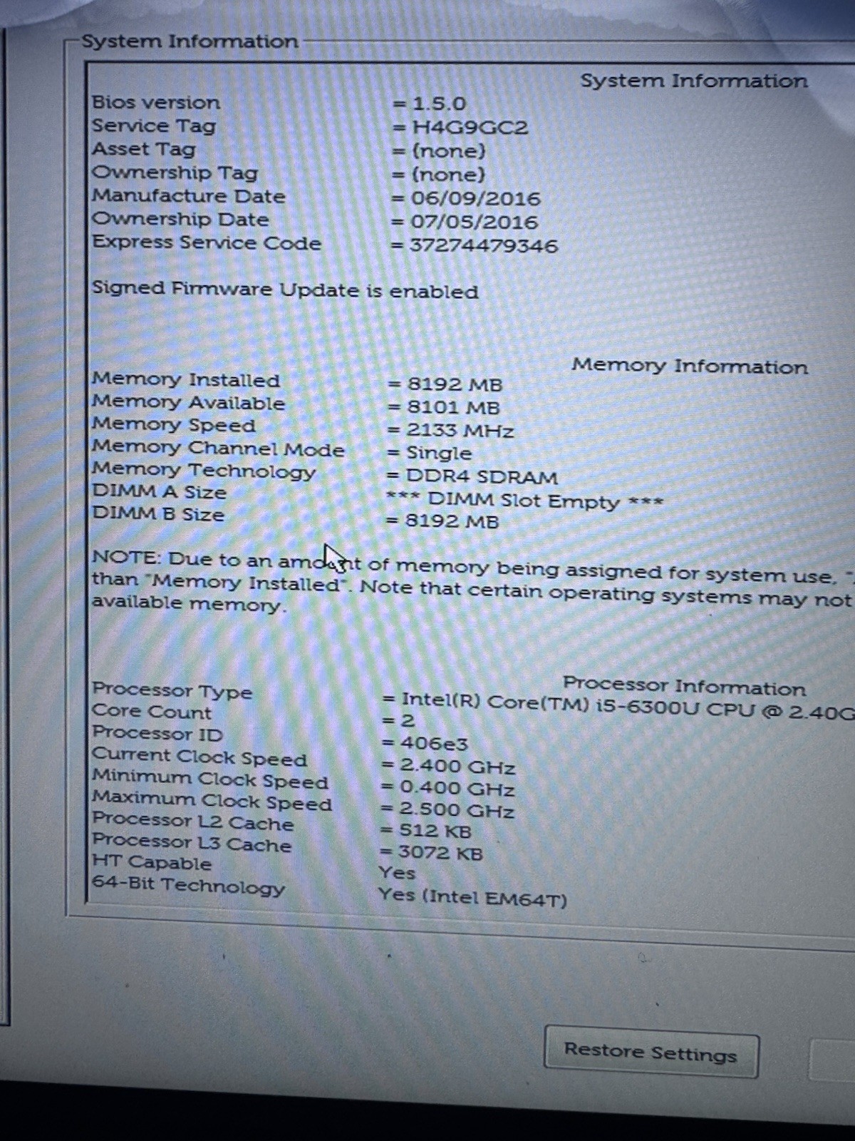 Dell Latitude E5270 Laptop 12″ Intel Core i5 6th Gen bad screen