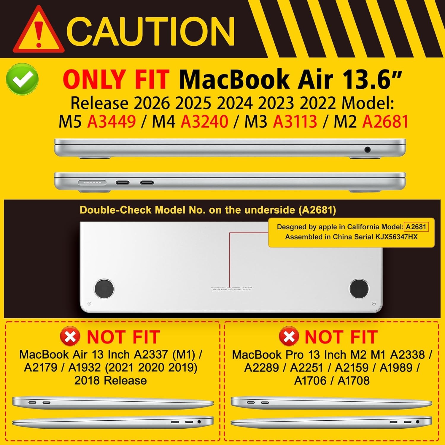 Case for MacBook Air 13/13.6 inch M5 A3449 M4 A3240 M3 A3113 M2 A2681, Sakura Pi