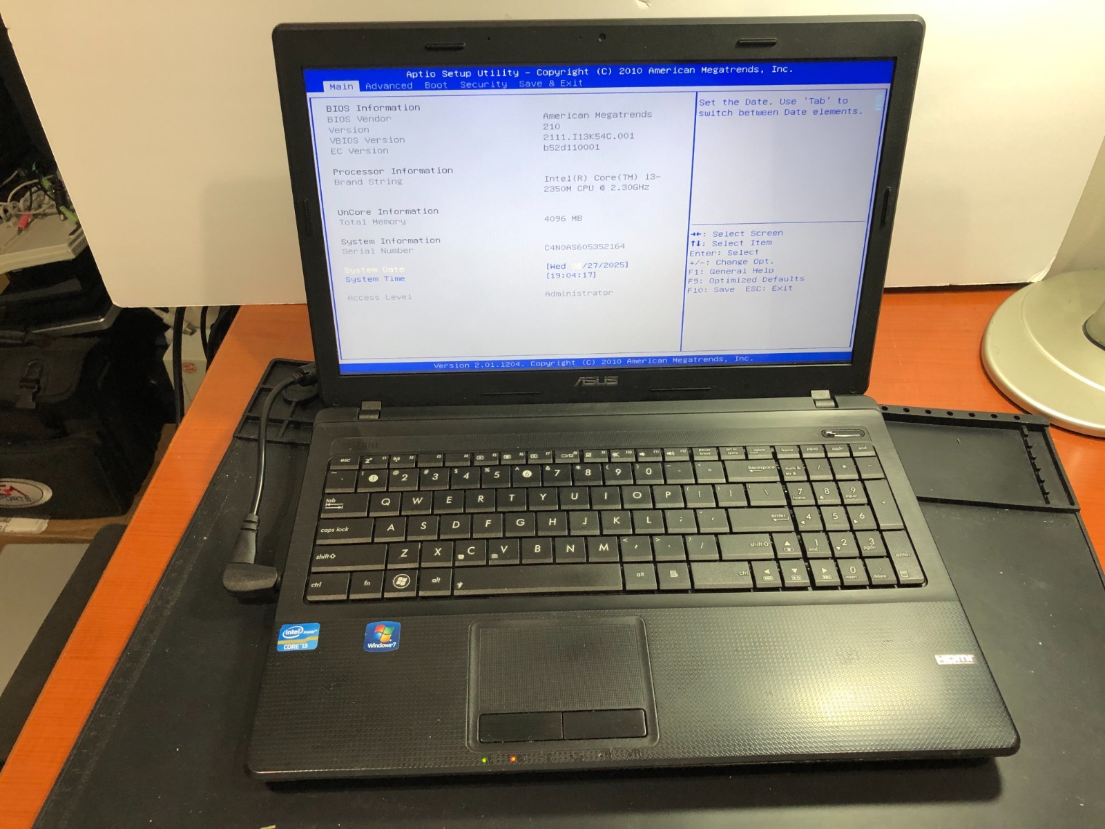 Asus K54C-5KSX 15.6″ Laptop, Intel i3-2350M, 4GB DDR3, No HDD, No OS, Used