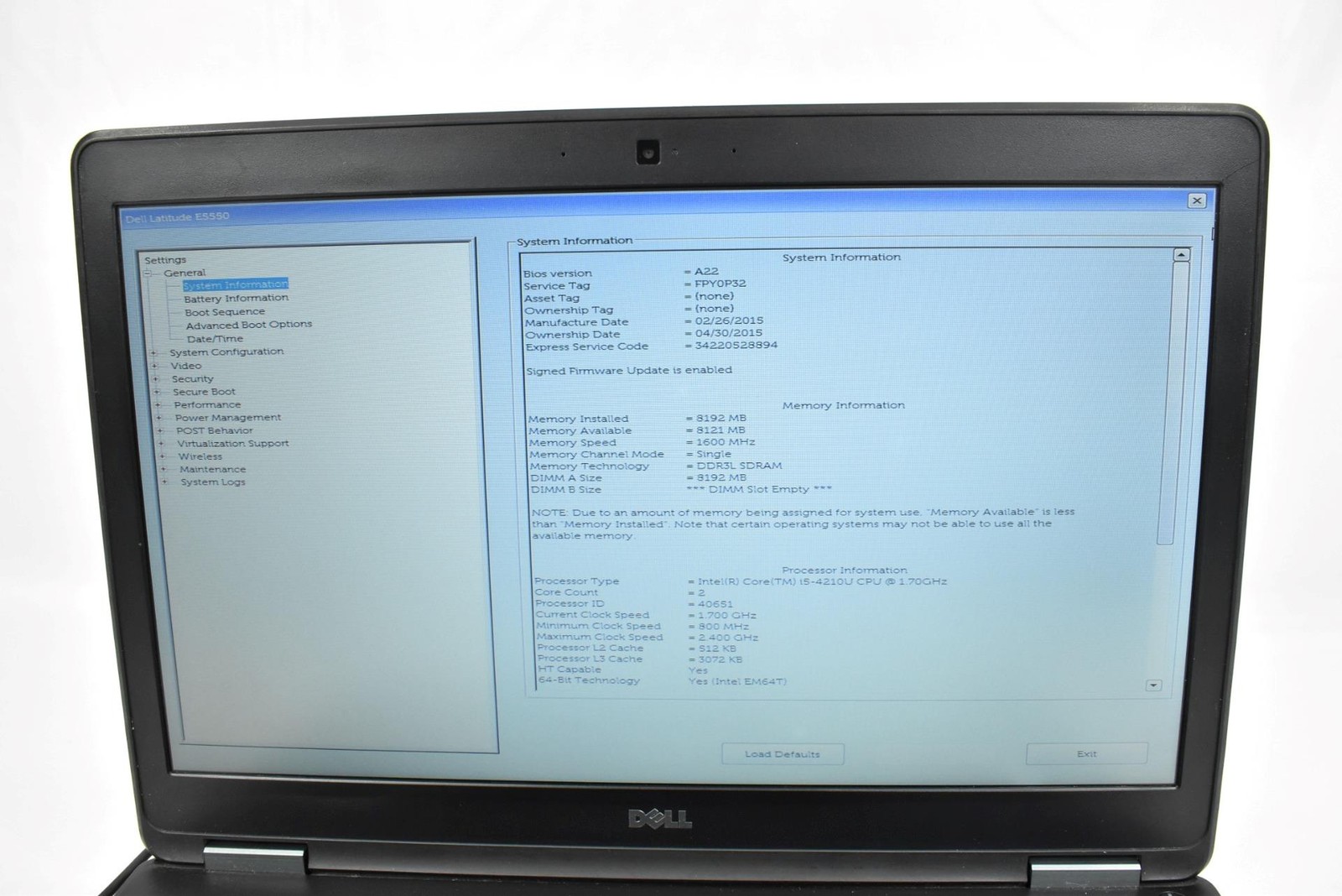 Dell Latitude E5550 Laptop i5-4210U 1.7GHz 8GB 250GB SSD No OS 15.6″ *See Detail