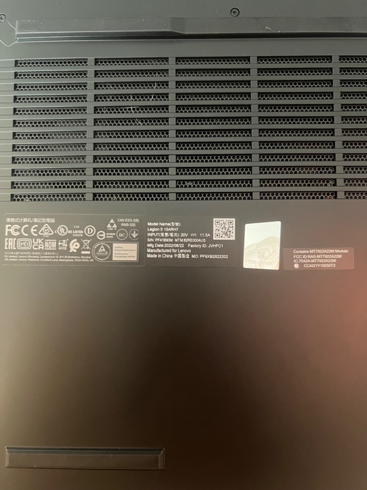 Lenovo Legion 5 15ARH7H gaming laptop AMD Ryzen 7, NVIDIA GeForce RTX3070 Ti