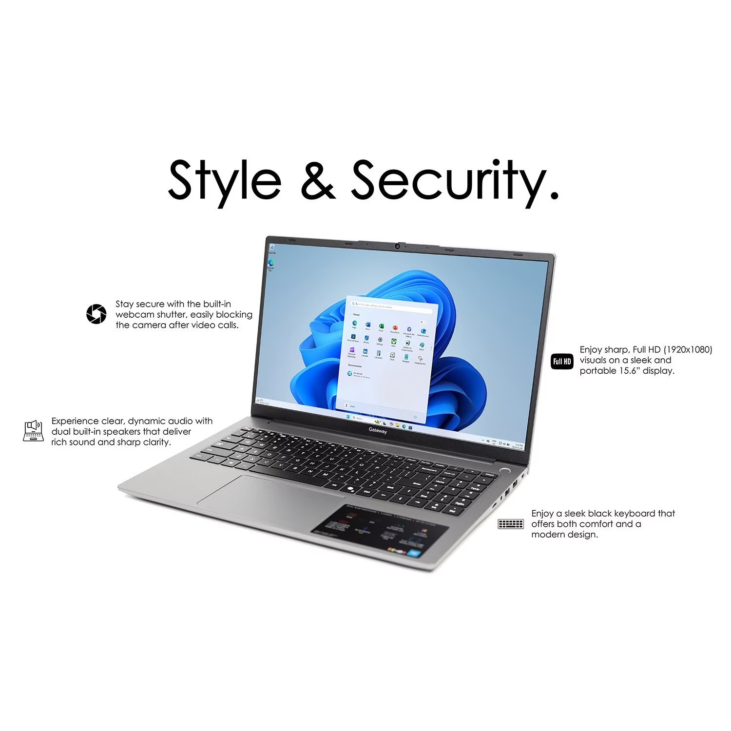 Gateway GWNN11554 15.6″ FHD Laptop Intel N100 4GB RAM 128GB SSD Win 11S Open Box