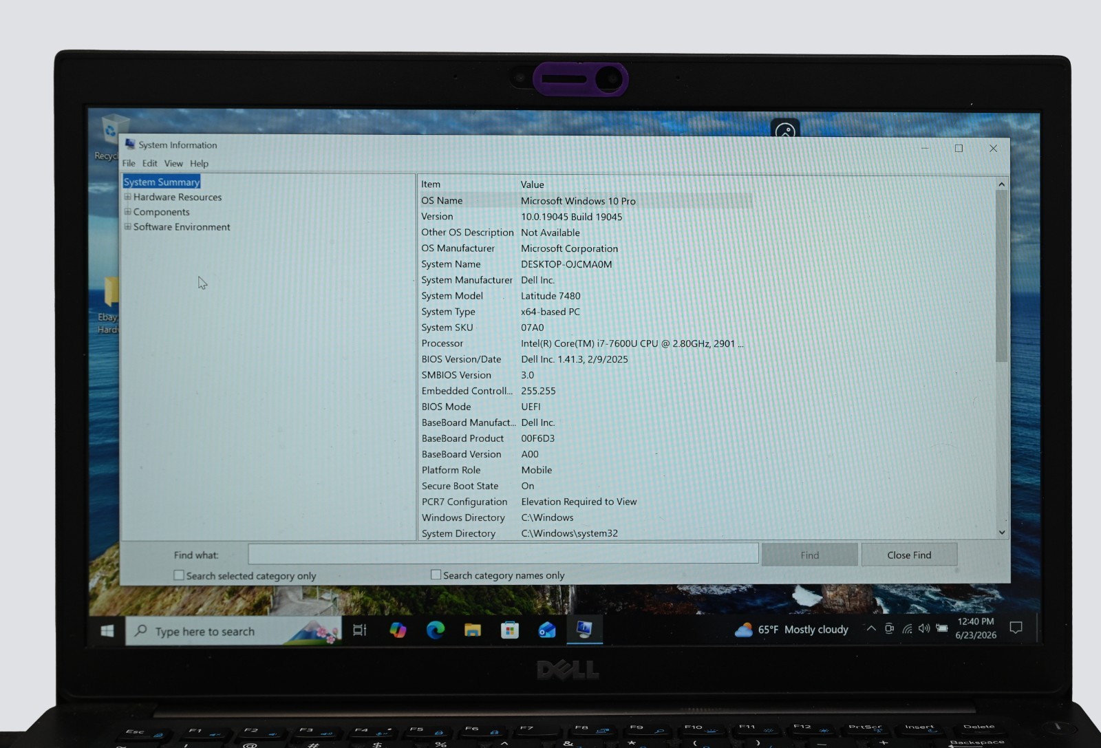 Dell Latitude 7480 i7-7600u 2.8GHz 16GB RAM 128GB SSD Windows 10 Pro