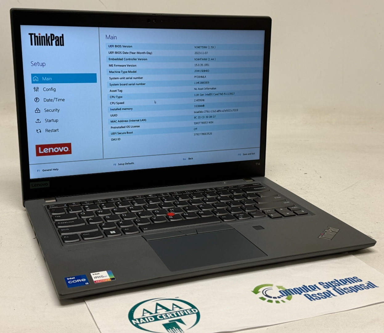 Lenovo ThinkPad T14 Gen 2 14″ (i5-1135G7 – 16GB RAM – 256GB SSD – Win11Home)