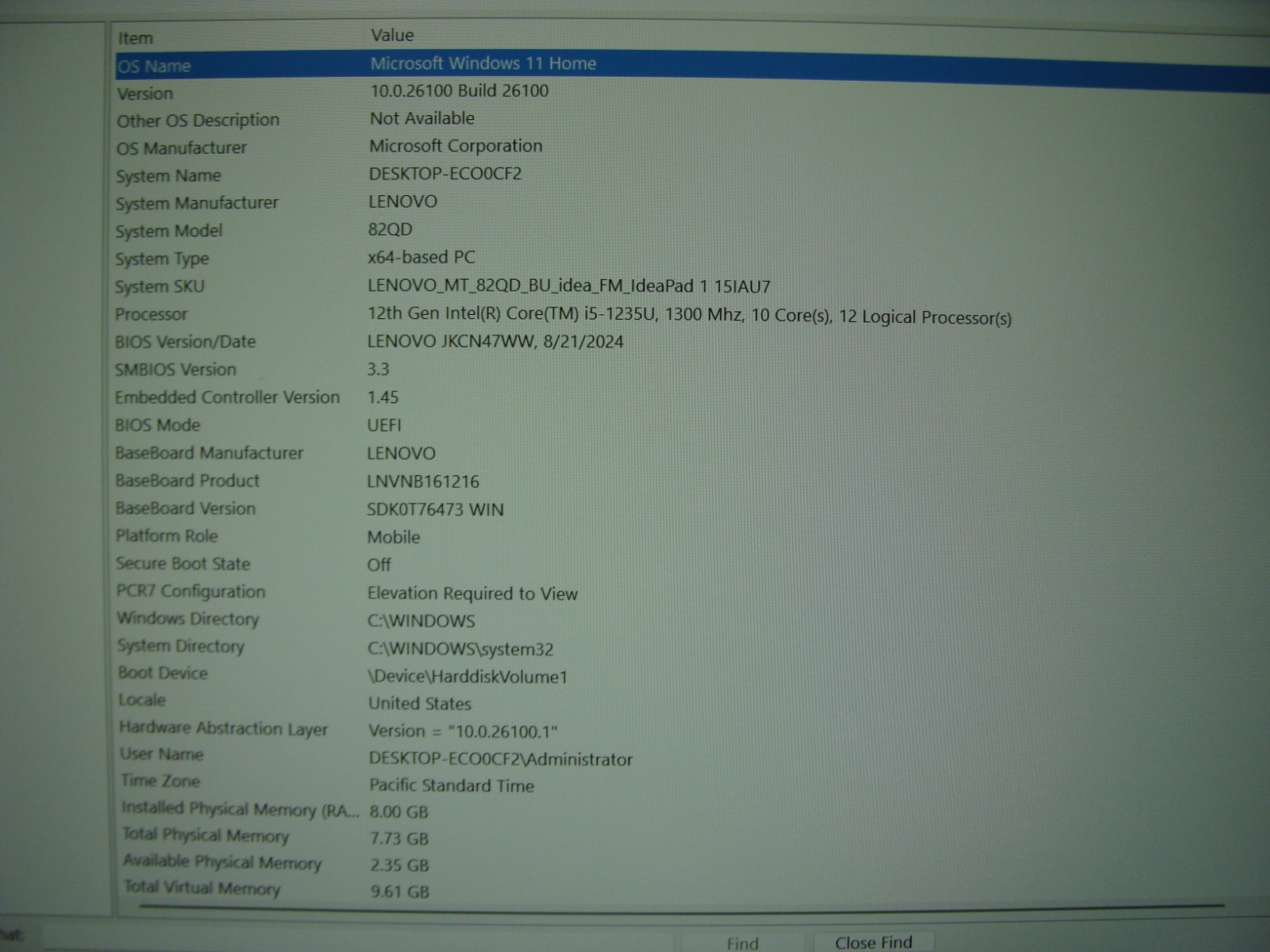 Lenovo IdeaPad 1 15IAU7 15.6″ FHD TOUCH core i5-1235U 1.3GHz 8GB 512GB Win 11 H