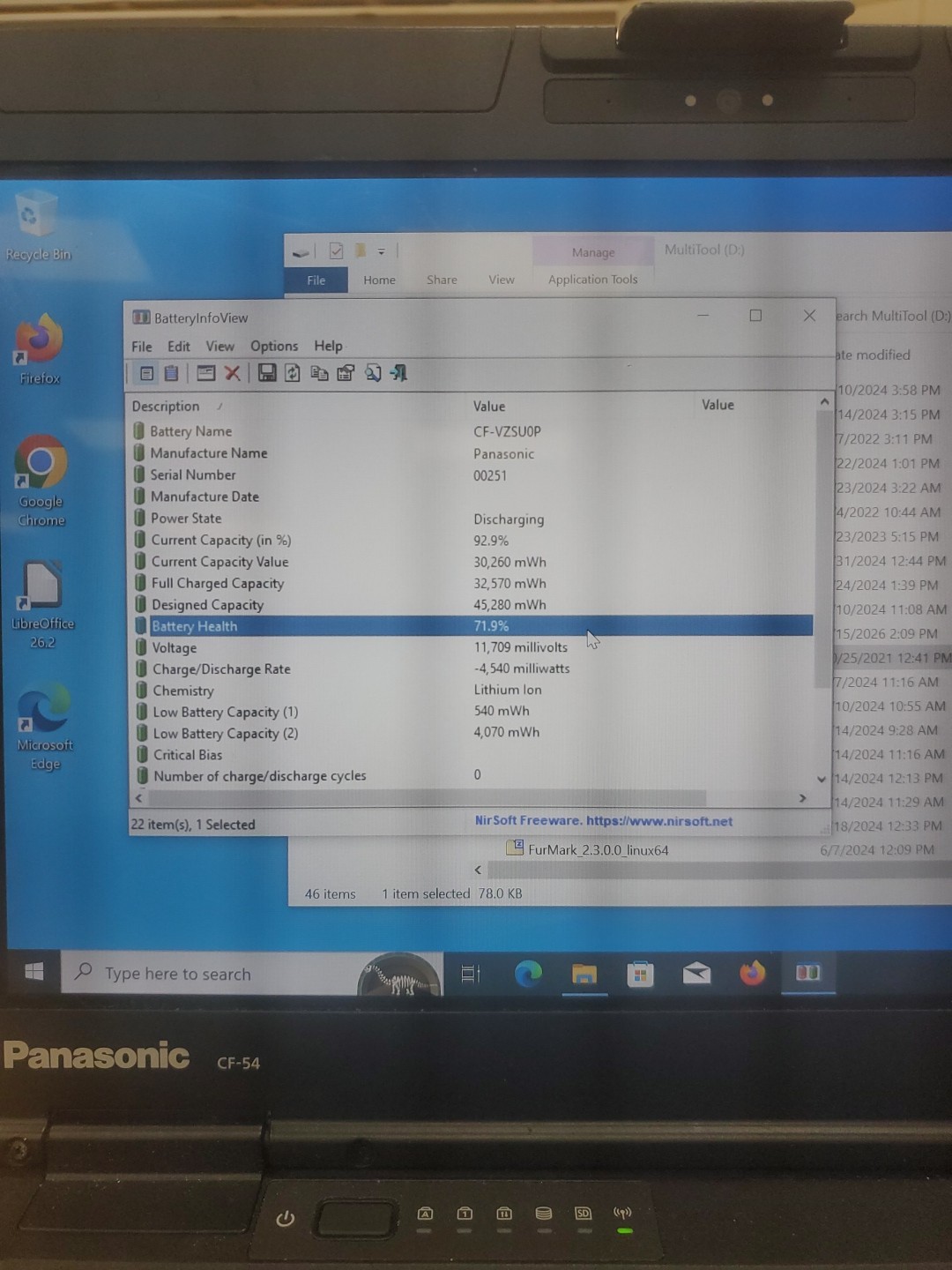 Panasonic Toughbook CF-54 MK3 FHD i5-7300U 8GB 256GB ssd 20180Hrs