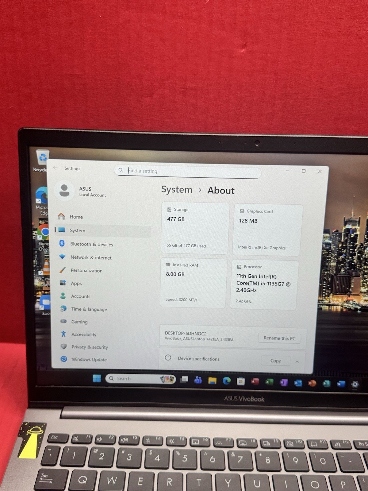 ASUS VivoBook S433E 14” CORE i5-1135G7 @ 2.40GHz | 8GB RAM, 512GB SSD | #T193