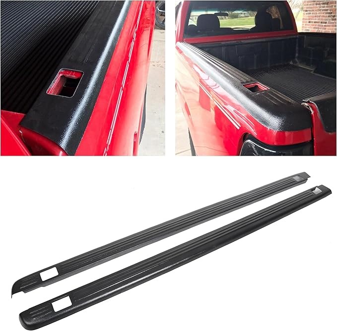 99-06 Chevy Silverado GMC Sierra 6’6″ Bed Rail Caps Pair Black Covers 72-01151