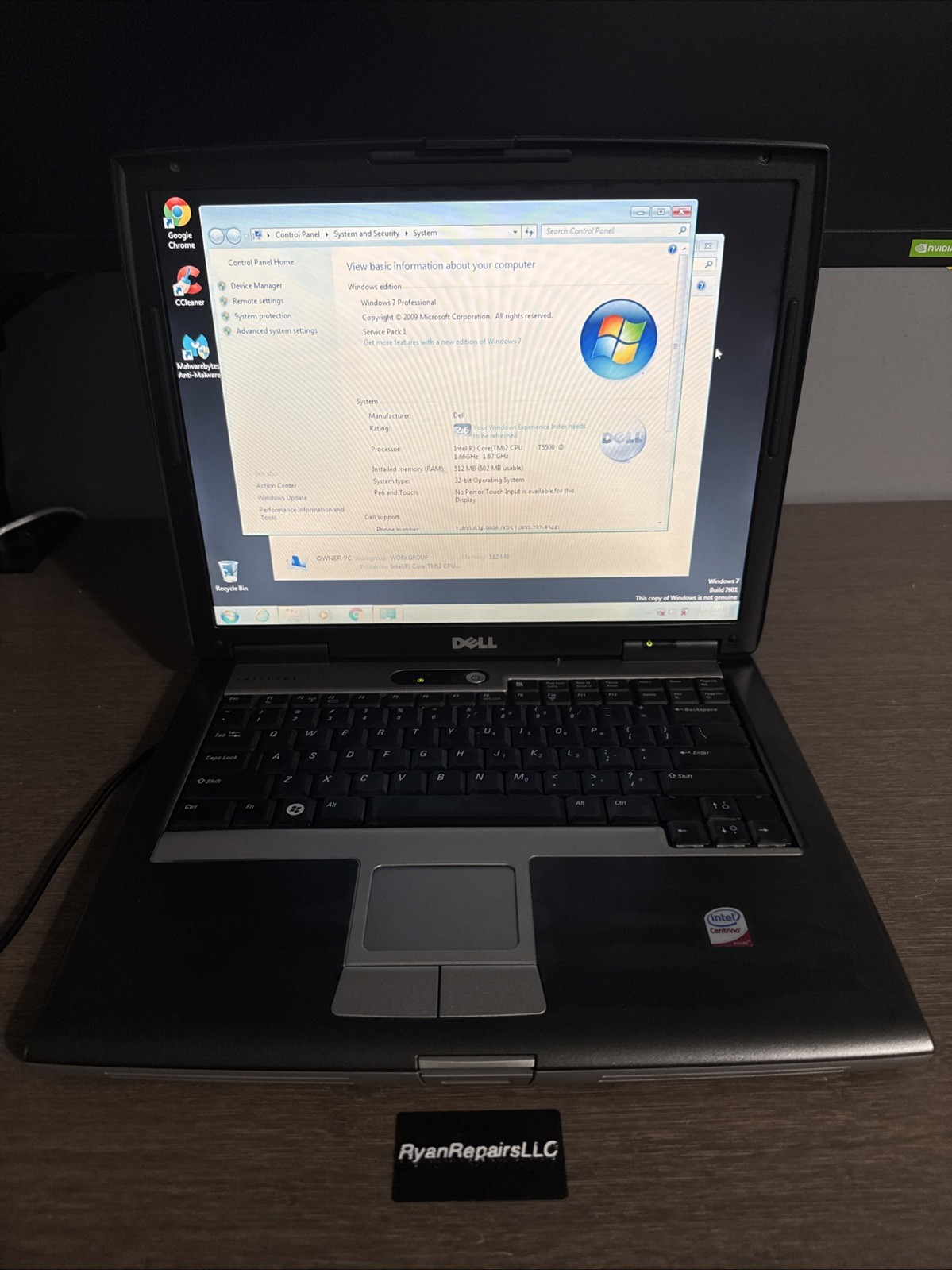Dell Latitude D520 Laptop T5500 512mb ram 60gb Hdd READ