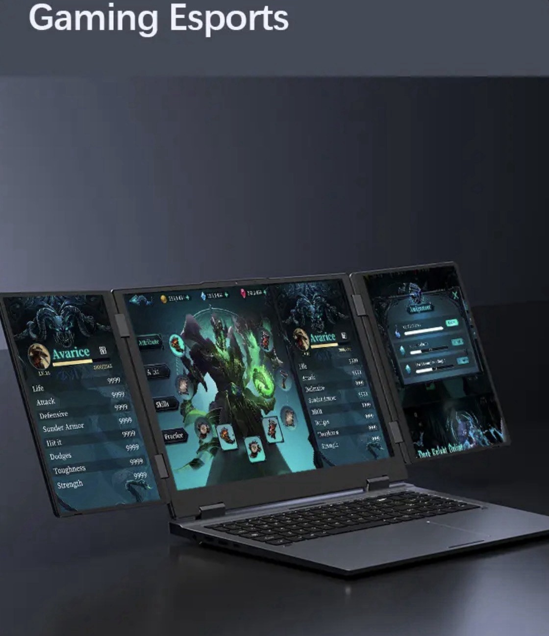16+2*10.5 Inch Triple Screen Trading Laptop Intel Core i5 1260P 64GB RAM Gaming