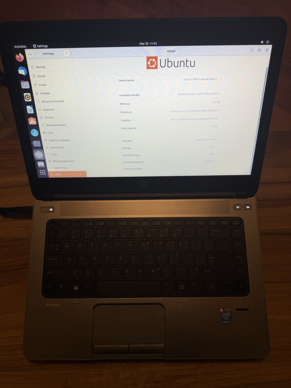 Excellent HP ELITEBOOK 640 G1 Laptop Intel I5-4300M 2.6Ghz 8GB Ubuntu 22.04