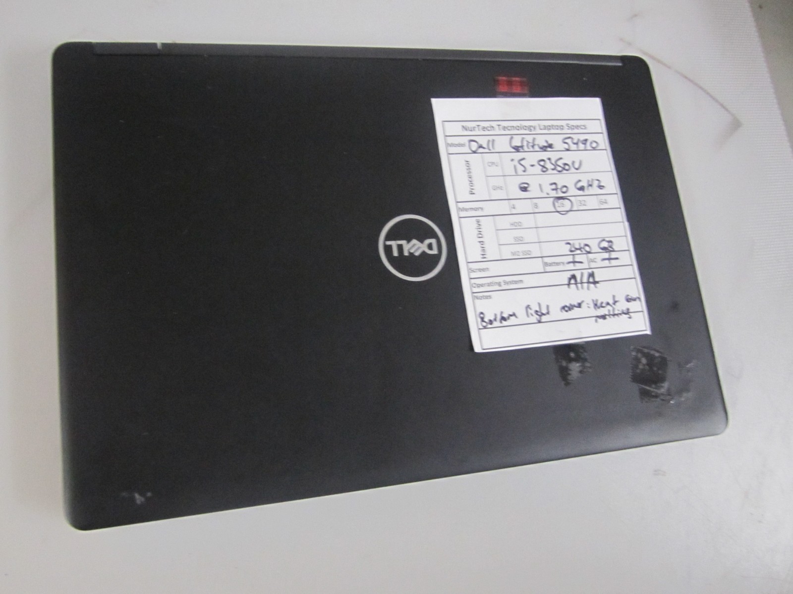 Dell Latitude 5490 i5-8350U 1.70GHz 16GB Laptop 240GB M2SSD NOOS + AC READ