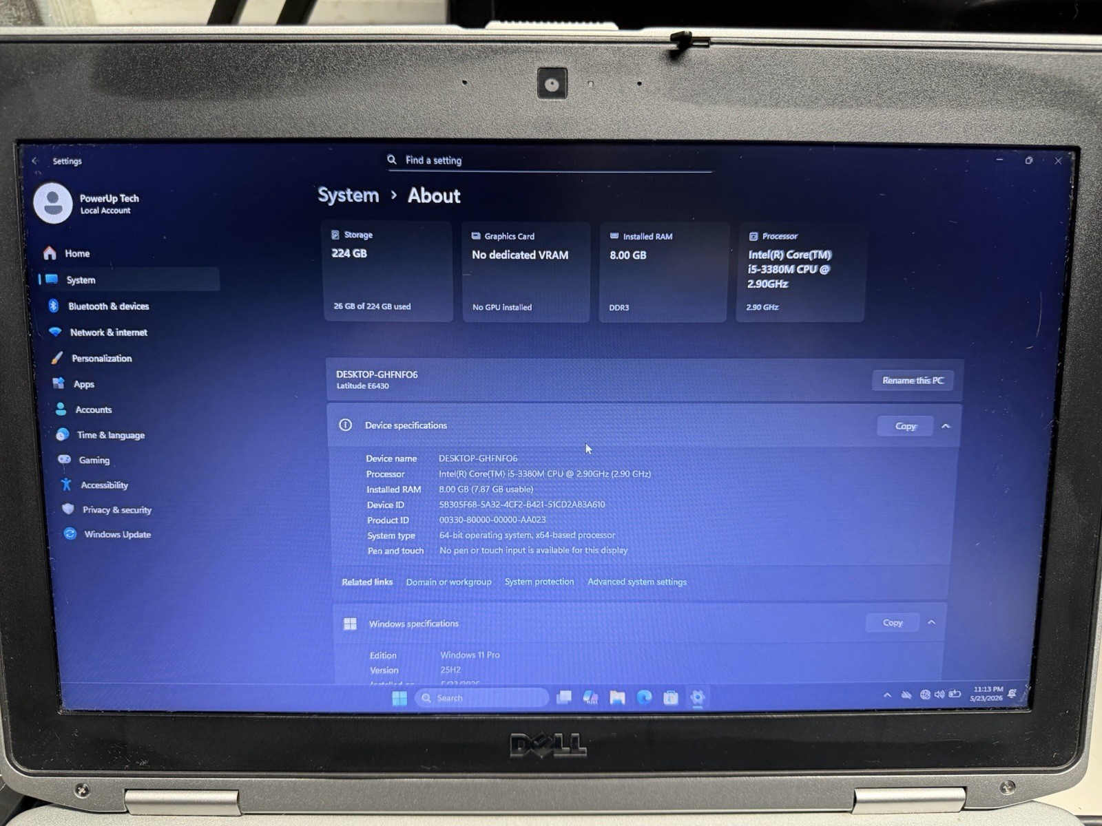 Dell Latitude E6430 Intel Core I5-3320M 2.6GHz, 8GB RAM, 14-inch, 240GB SSD