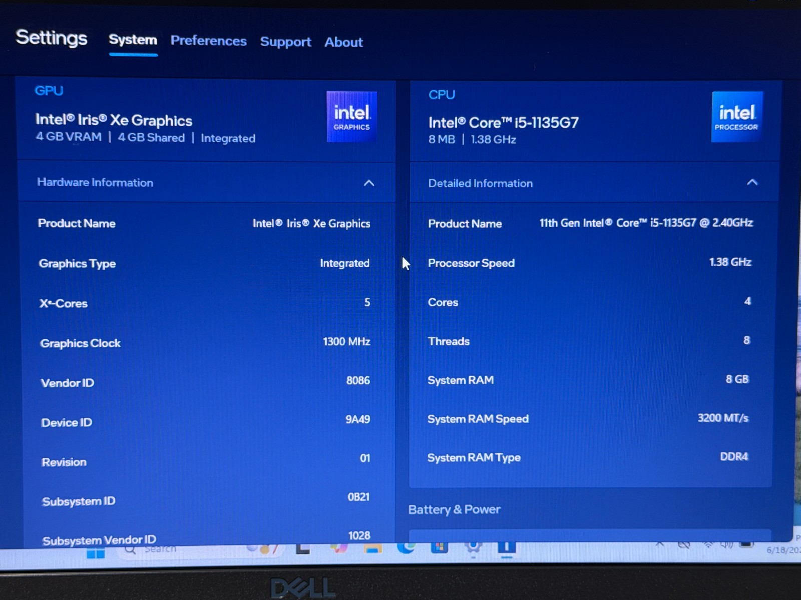 DELL LATITUDE 3520 i5-1135G7@2.40GHz 8GB RAM 512GB SSD NVMe W11P