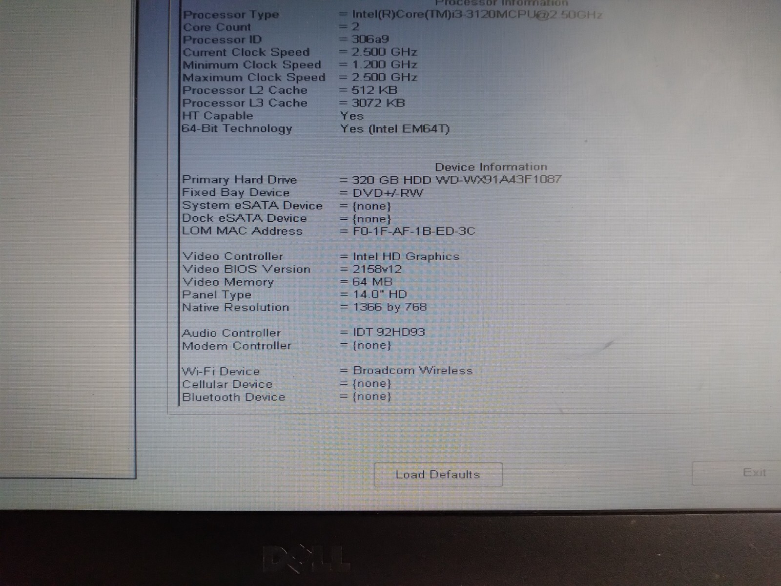 Dell Latitude E5430 w/i3-3120M, 2GB RAM, 320GB HDD, 14″ Laptop for Parts/Repair