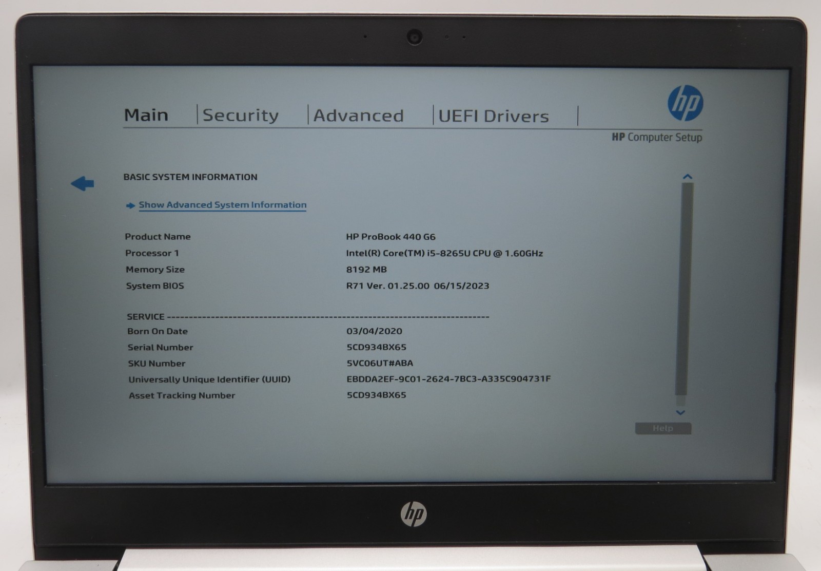 HP ProBook 440 G6/i5-8265U @ 1.60GHz/8GB RAM/No SSD/No OS *READ*
