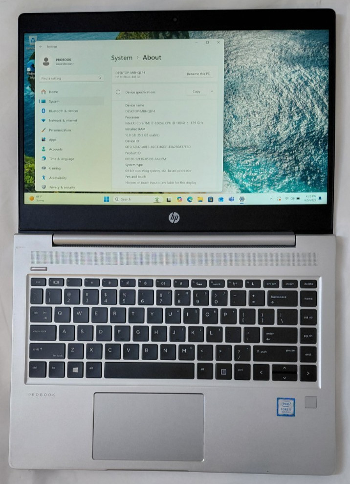 HP ProBook 440 G6 I7-8565U 1.80GHZ 16GB 256GB SSD LAPTOP +CHARGER