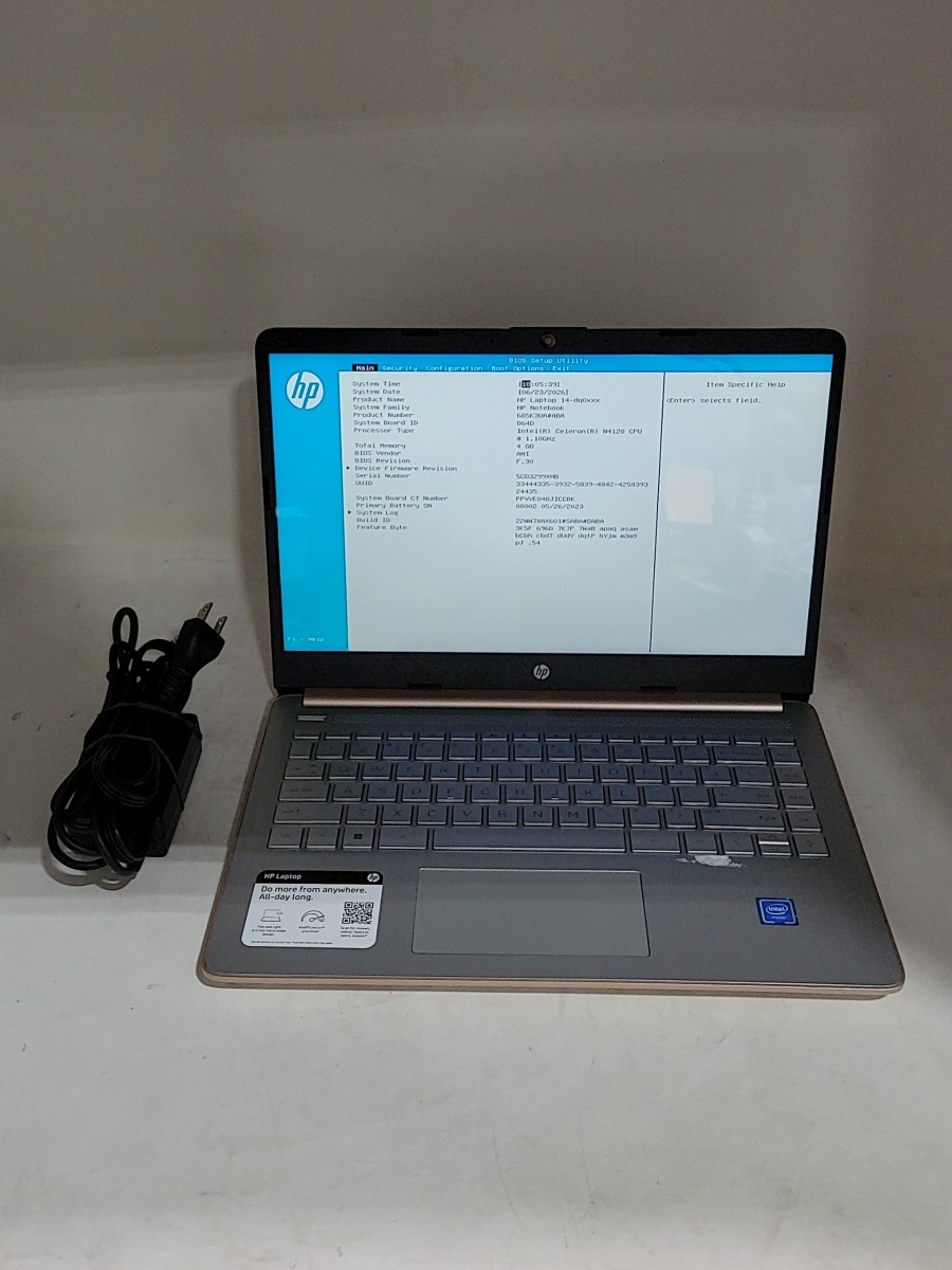 HP LAPTOP 14-DQ0054dx 685K3UA-ABA Laptop Intel Celeron N4120 4GB 62GB SEE NOTES