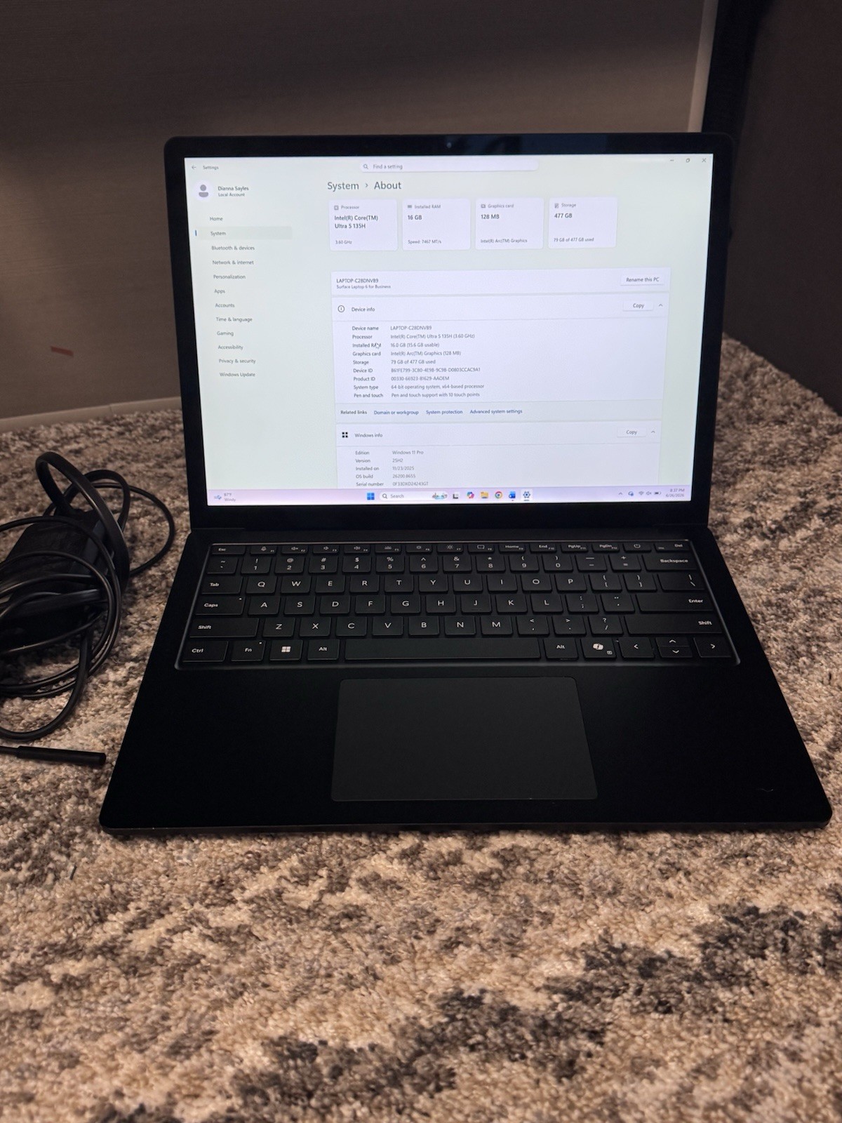 Microsoft Surface Laptop 6 for Business 13.5 2033 Core 5 135H 16Gb Ram 512GB SSD