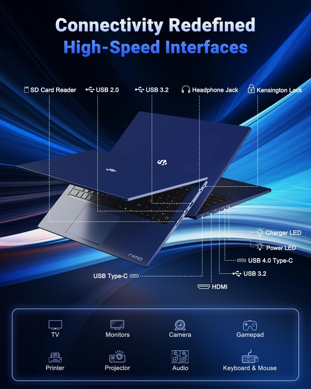 NIMO 17.3″ IPS Gaming Laptop AMD Ryzen 7 8745HS Up to 4.9GHz 32GB RAM 1TB SSD