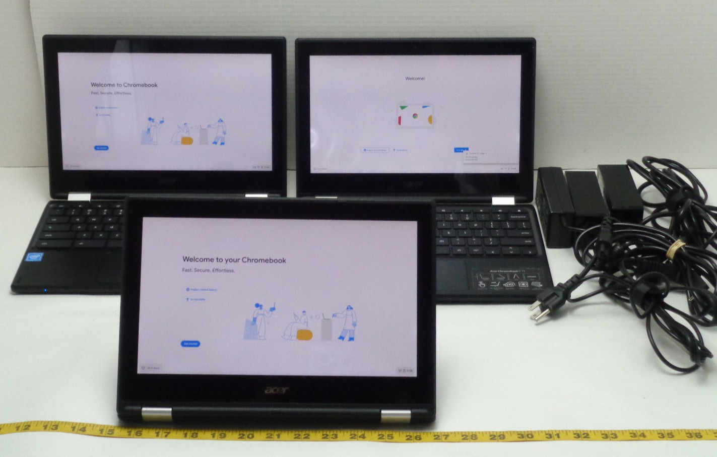 Lot of 3 Acer R11 C738T 2-in-1 Chromebook Laptop Tablet Touchscreen with Charger