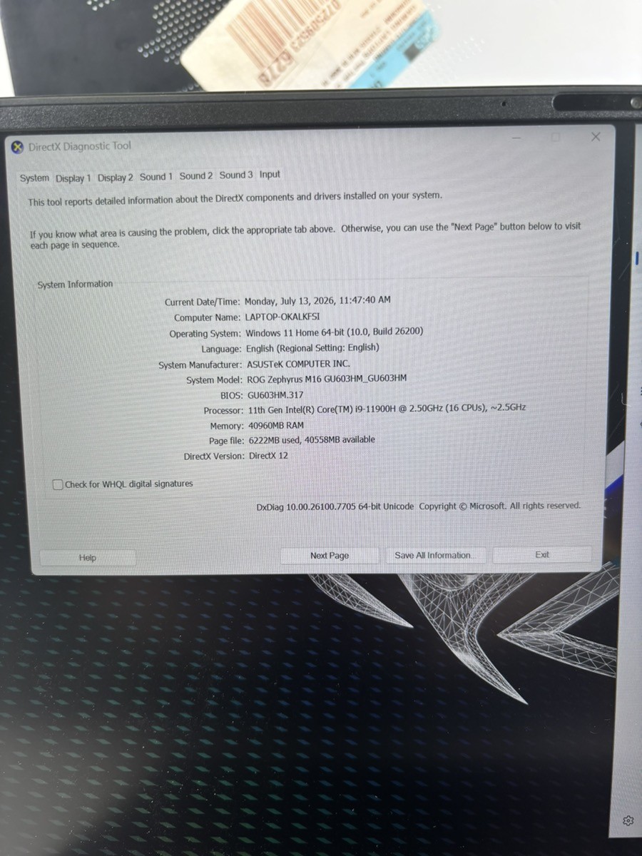 Vintage ASUS ZEPHYRUS M16 (P09031293)