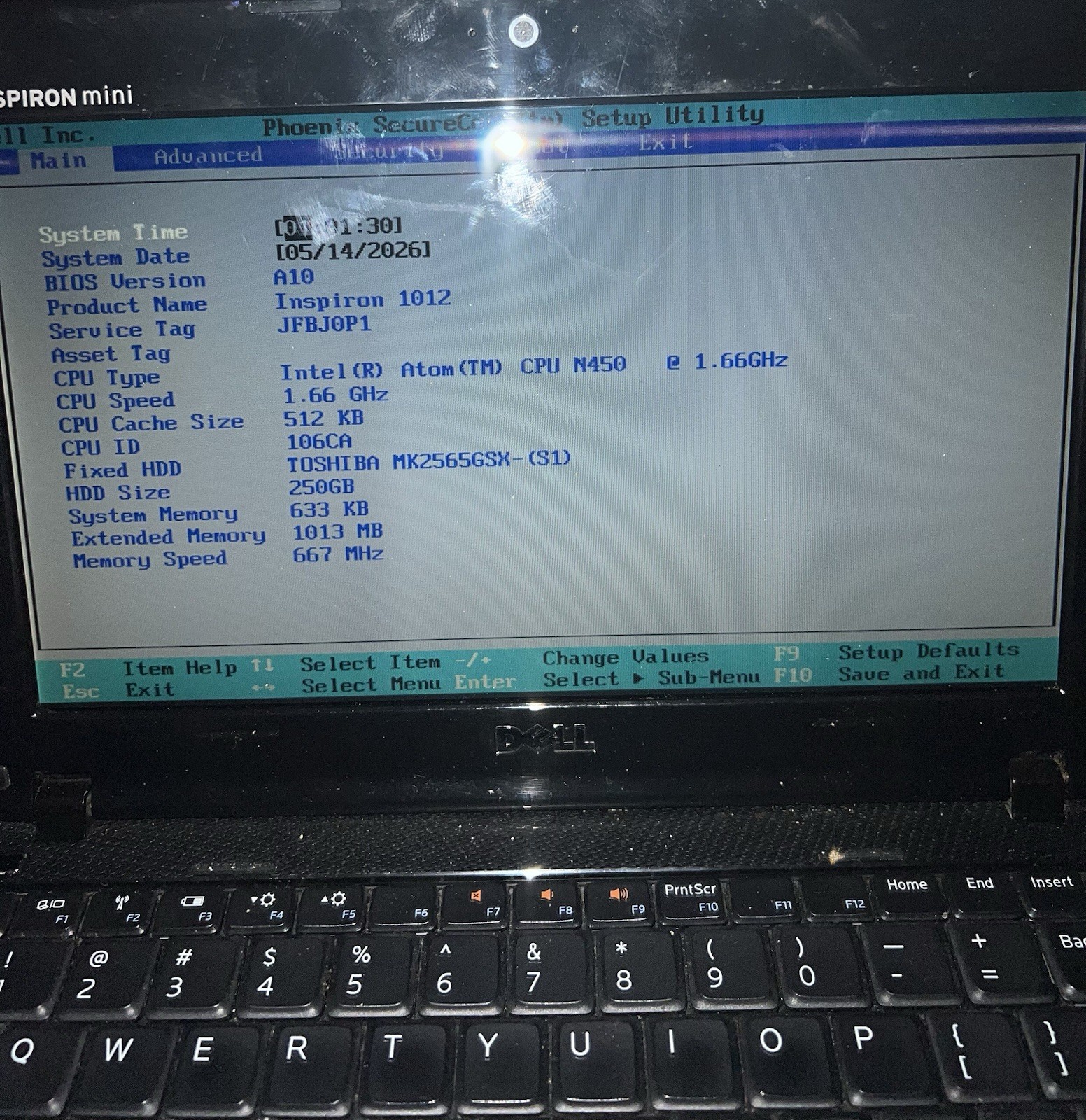 Dell Inspiron Mini 1012 Netbook Intel Atom N450 250GB 10.1″ Webcam Win 7