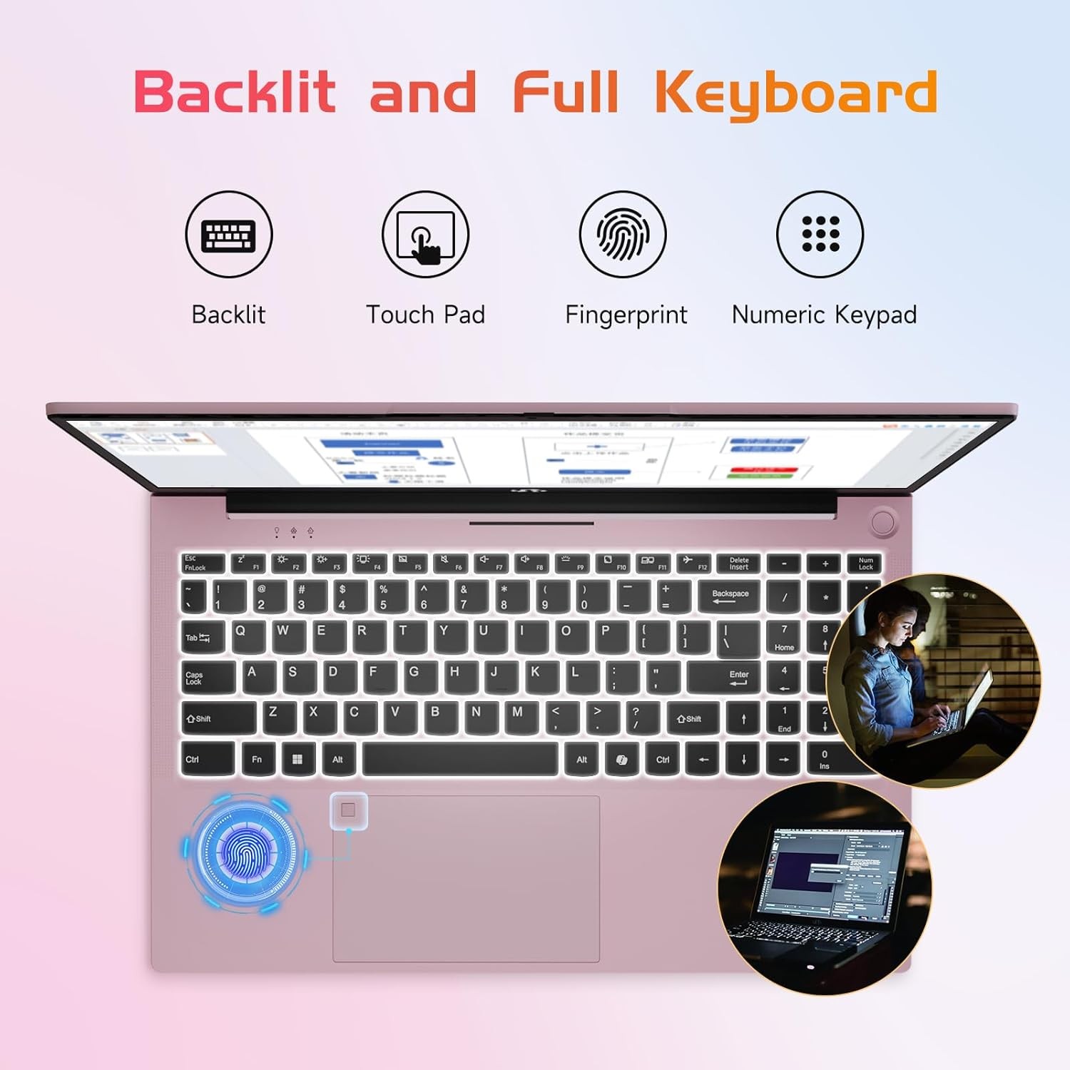NIMO 15.6 FHD Laptop Intel Pentium 4 Cores N100 16GB RAM 256GB SSD Backlit KB
