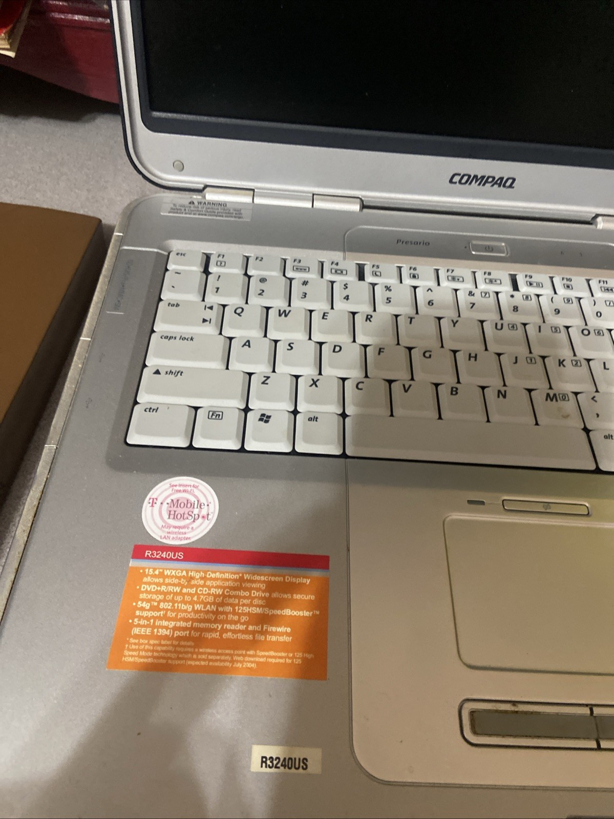 Compaq Presario R3000 – 15.4″ 256MB RAM, 80GB HDD, Laptop – FOR PARTS
