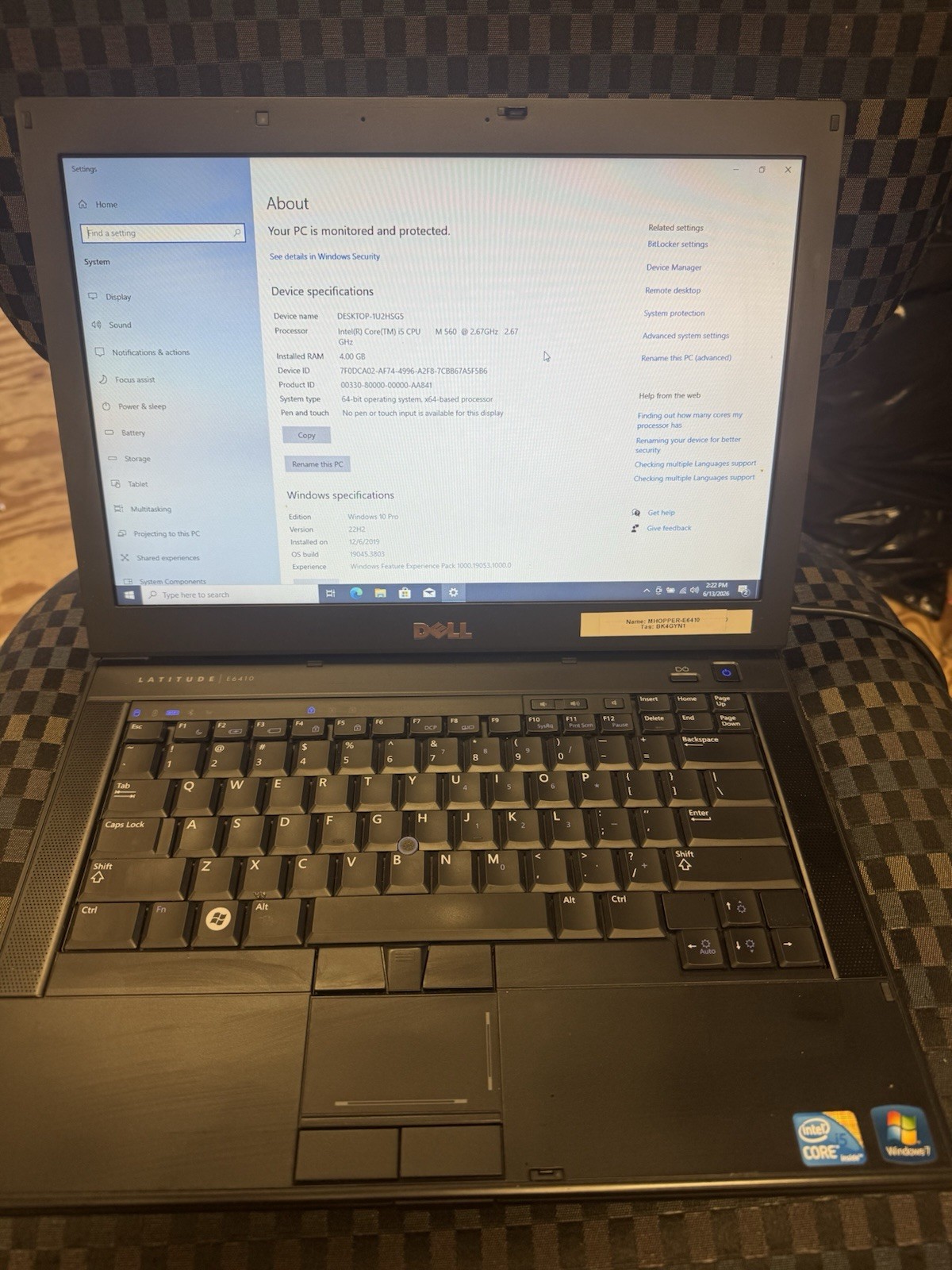 Dell Latitude E6410 14″ i5 M 560 2.67GHz 4GB 160GB HDD Win 10 Pro