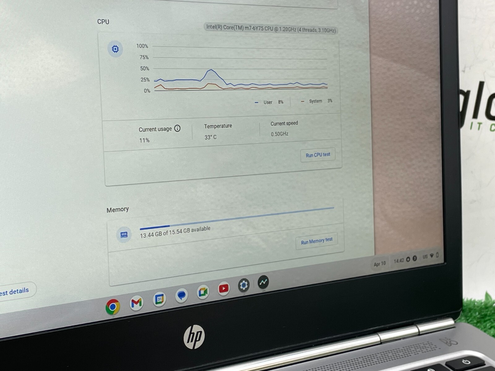 Used HP Chromebook 13 G1 Laptop Intel m7-6Y75 1.20GHz / 16GB RAM / 32GB SSD NT