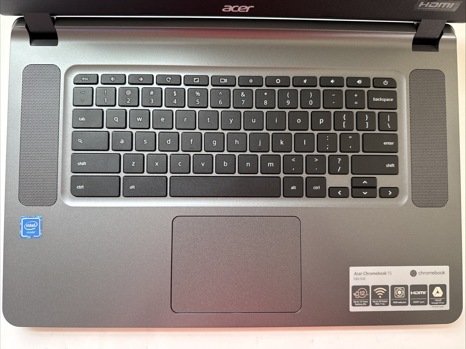 Acer Chromebook CB3-532-C47C 15.6”(16GB Flash, Celeron N3060, 1.60 GHz, 2GB)…