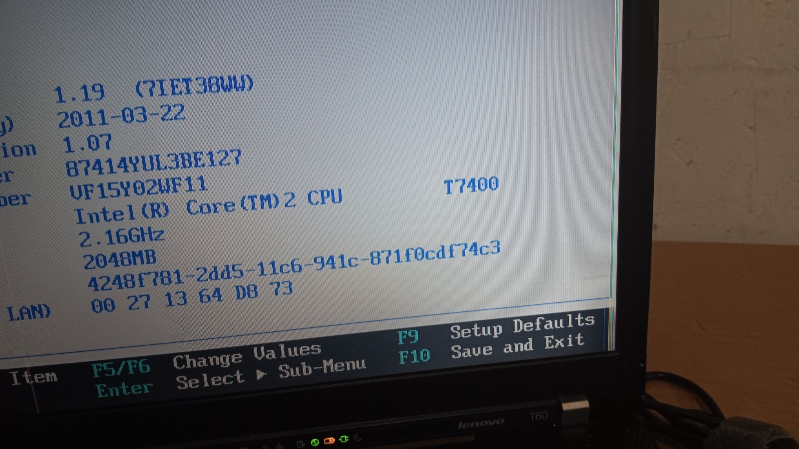 Lenovo Thinkpad T60 Laptop intel Core 2 Duo 2.16 GHz 15.4″ LCD Screen Type 8741