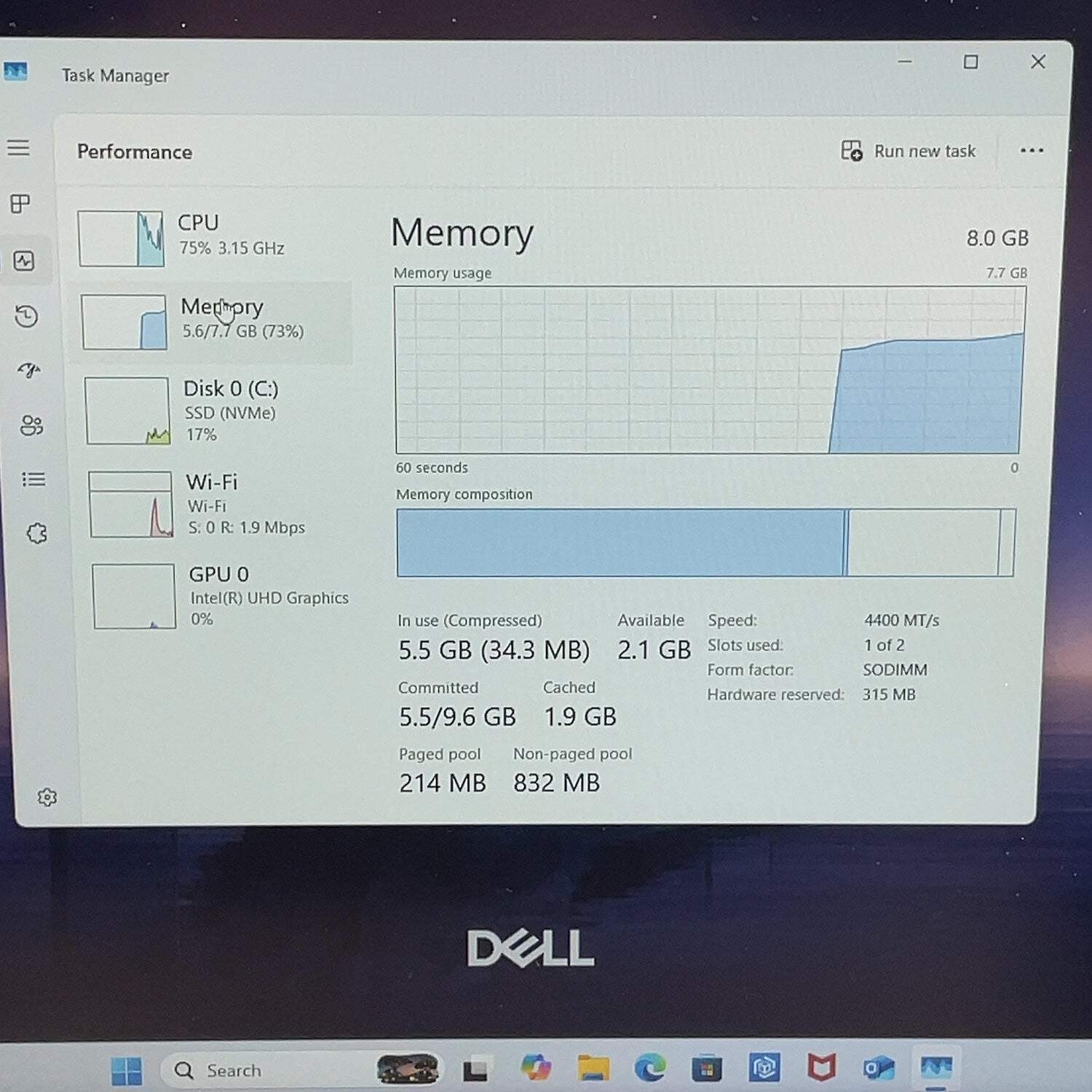 Dell 15 DC15250 15.6″ i5-1334U 1.3GHz 8GB RAM 512GB SSD
