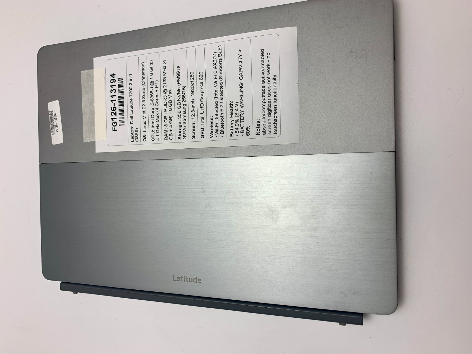 Dell Latitude 7200 2-in-1 | i5-8365U | 8GB RAM | 256GB NVMe | LINUX | READ
