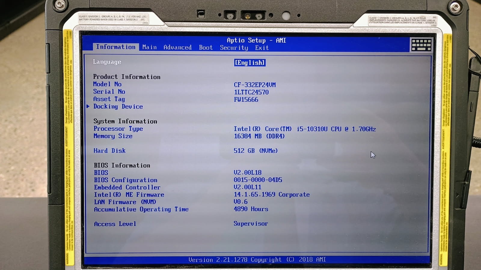 Panasonic Toughbook CF-33 – i5-10310u – 16GB Ram – 512GB SSD – Win 11 Pro -Read