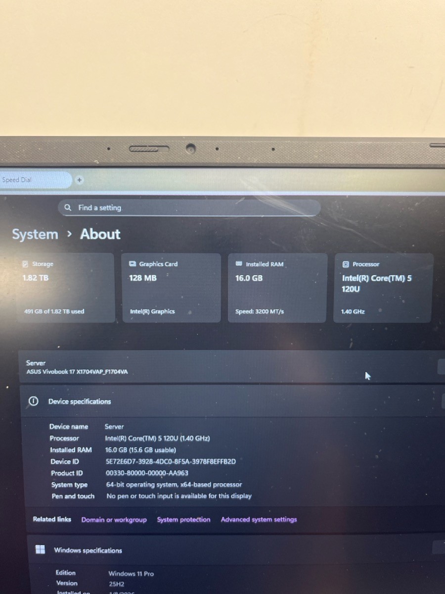 Asus W11|16GB|I5|1TB|128MB With Charger (P03067112)