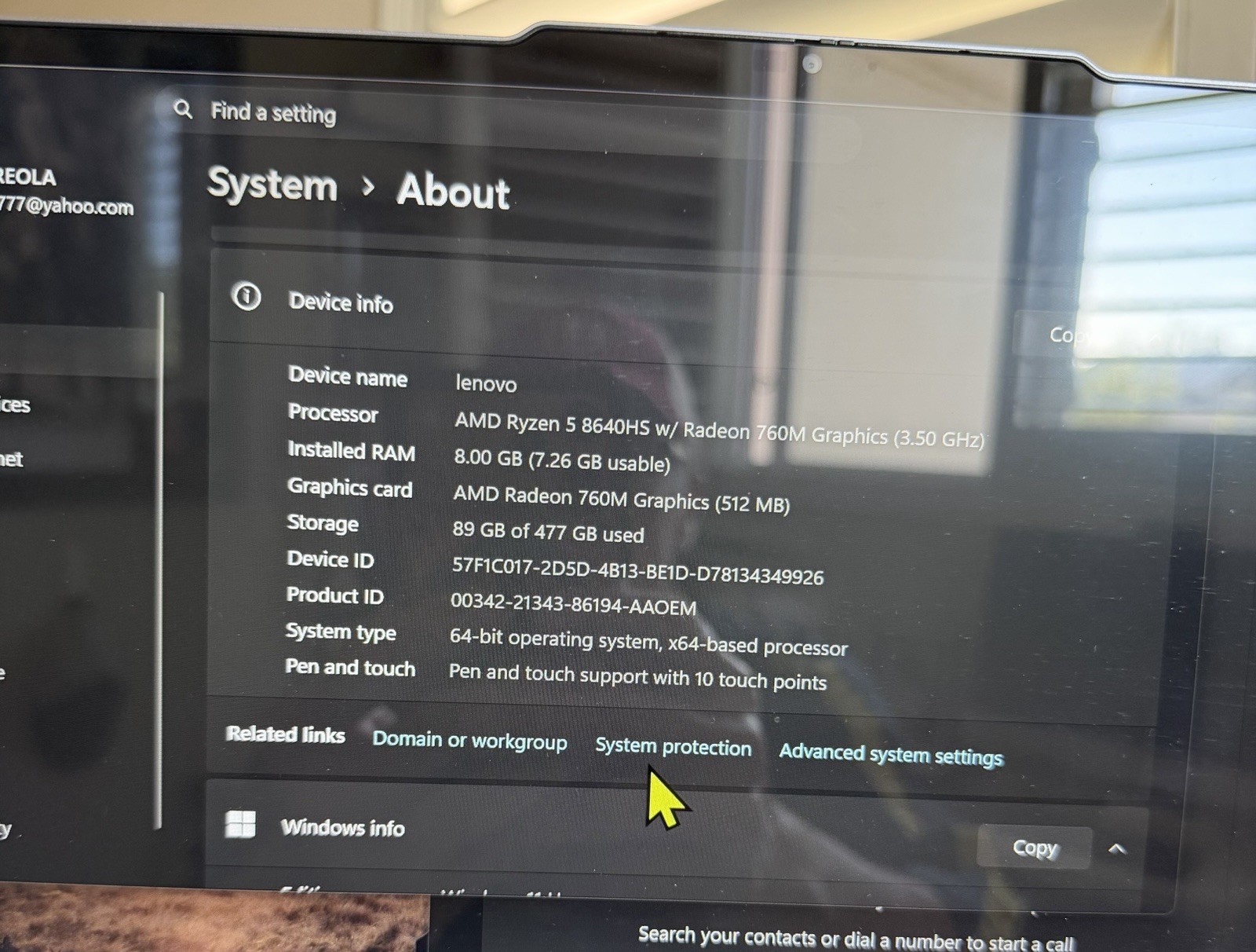 Lenovo Yoga 7 2-in-1 16AHP9 16″ Touch Ryzen 5 8640HS 8GB 477GB SSD