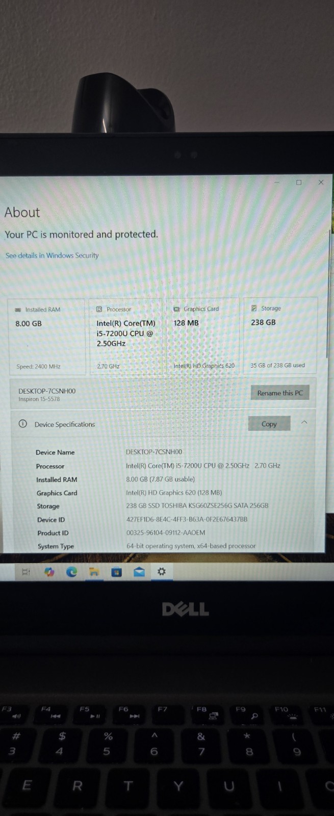 Dell Inspiron P58F 2 In 1 Laptop 2.50 GHz Intel Corei5 8GB Ram 256 GB SSD