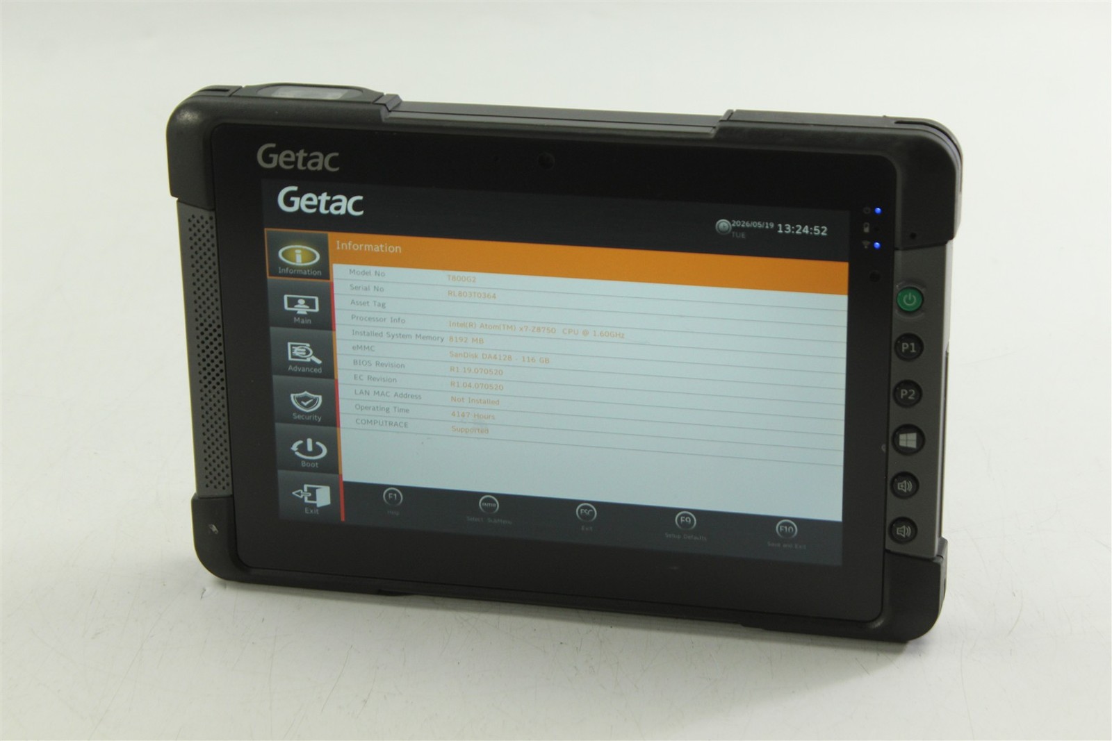 Getac T800 G2 LTE Rugged Tablet 8.1″ Atom x7-Z8750 128GB eMMC 8GB RAM NO OS