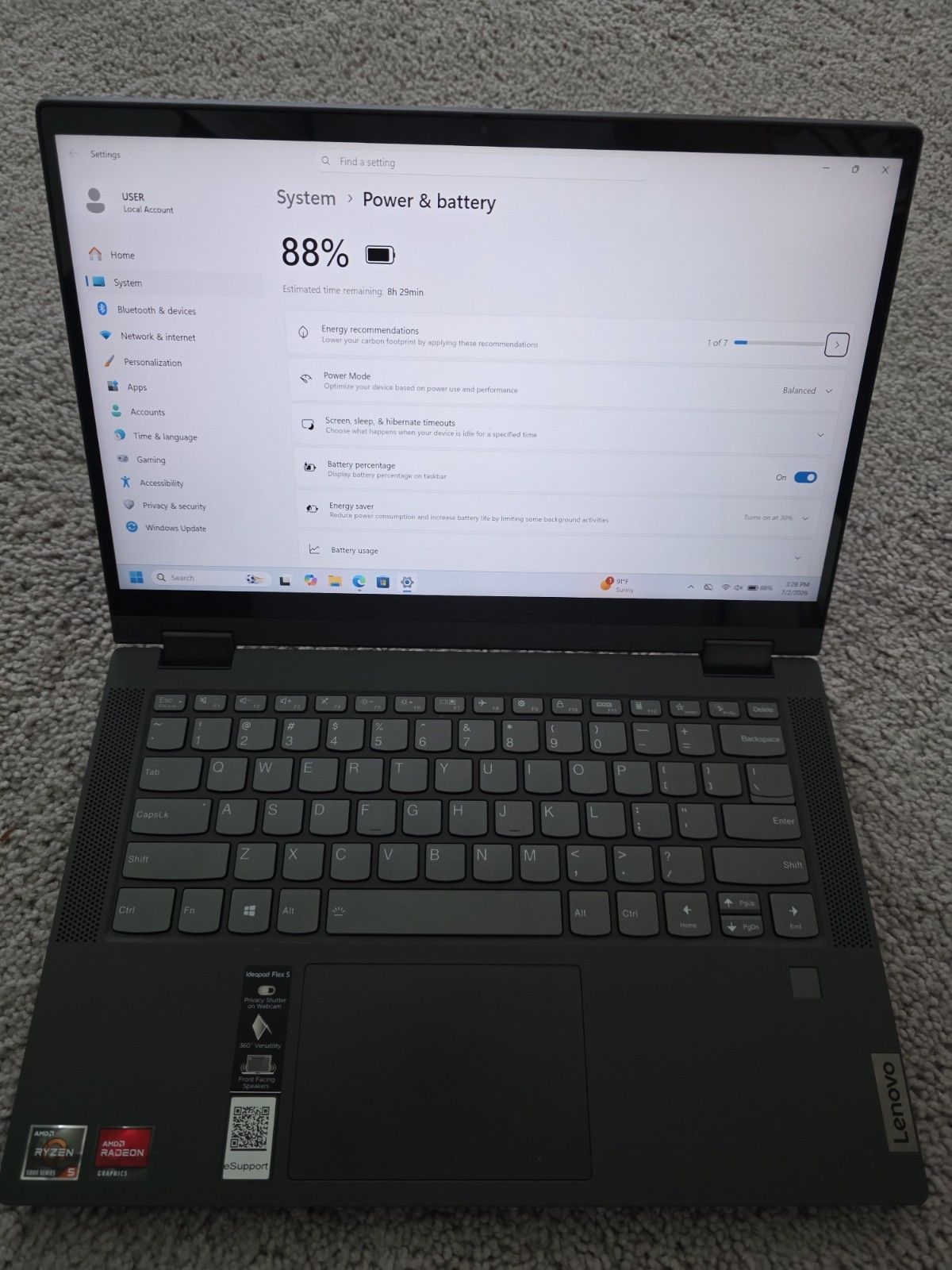 LENOVO IdeaPad Flex 5 14″ Ryzen 5 5500U 16GB 512GB M2 Touch 2-in-1 W11 Laptop