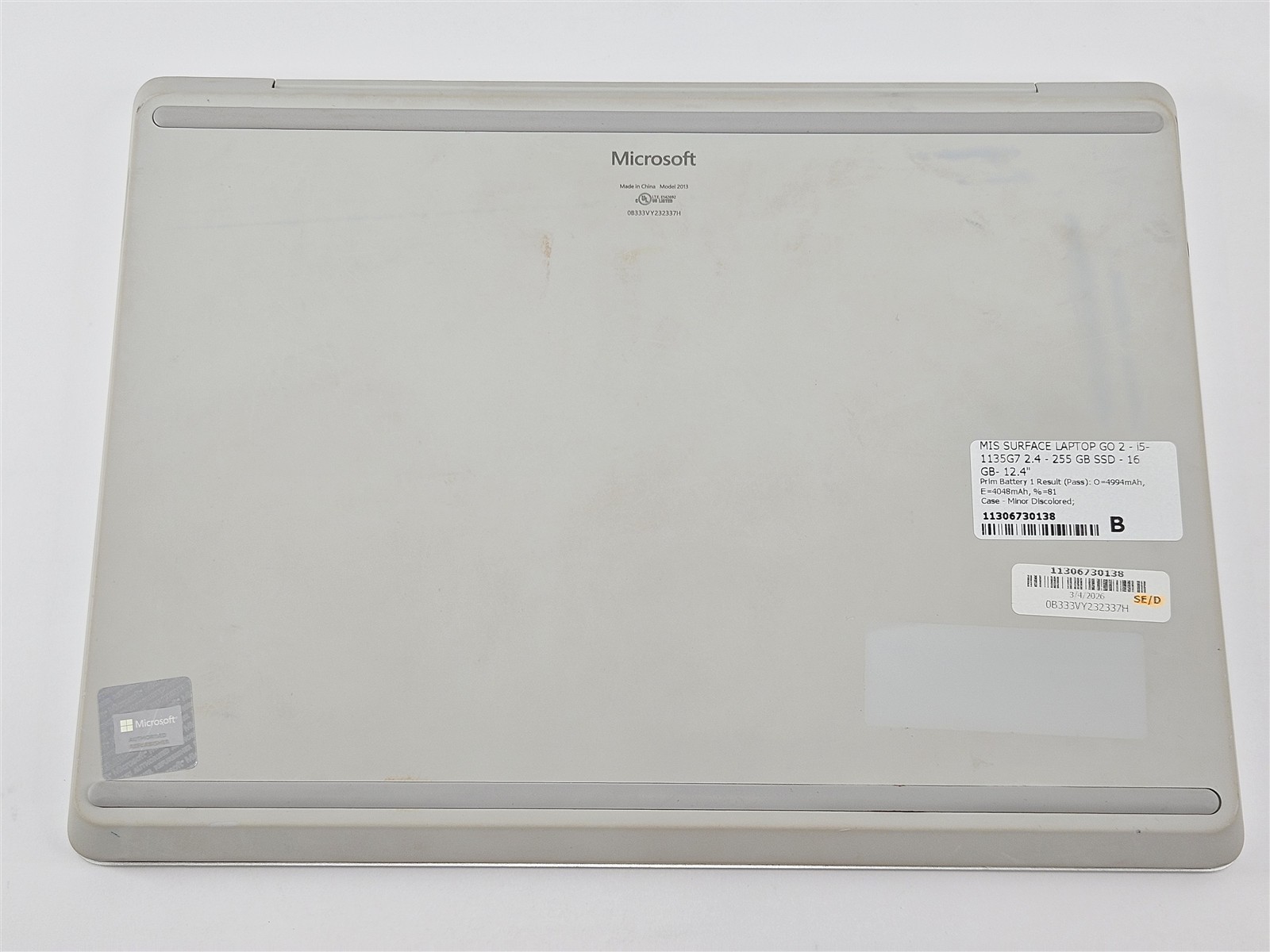 Microsoft Surface Laptop Go 2 256GB 16GB i5-1135G7 Platinum Touch Win11 Home