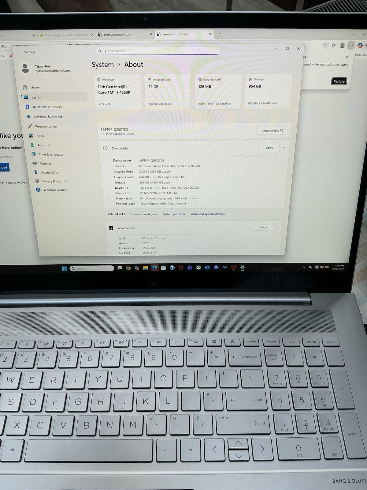 HP Envy 17-cr000 Silver FHD TOUCH 2.1 GHz i7-1260P 32GB RAM 1TB SSD Excellent