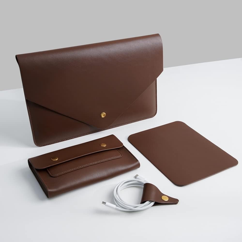PU Leather Laptop Sleeve 13 Inch for 13 MacBook Air M3 M2, 13 MacBook Pro M2