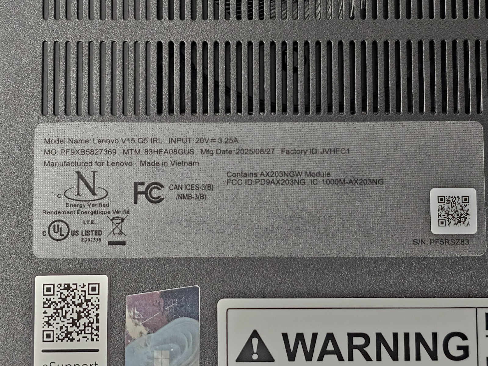 Lenovo V15 G5 IRL, Intel Core 7 240H, 2.50 GHz, 16 GB RAM, 1 TB NVMe SSD
