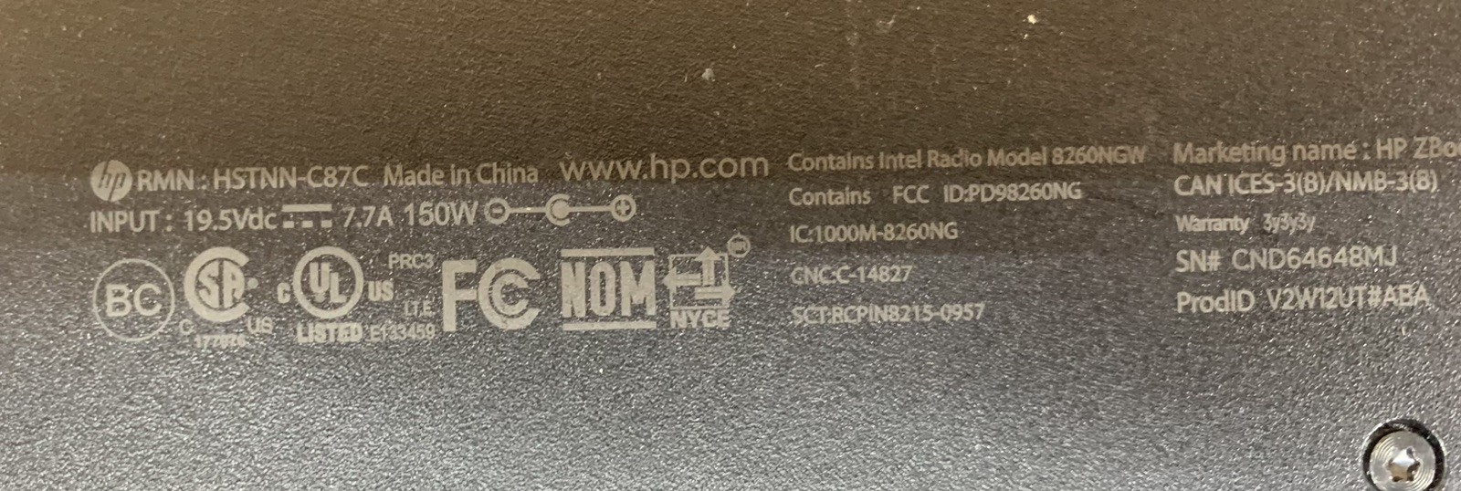 HP ZBook 15 G3 Laptop Intel Core i7-6820HQ 8GB DDR4 RAM NO SSD/HDD/OS FOR PARTS