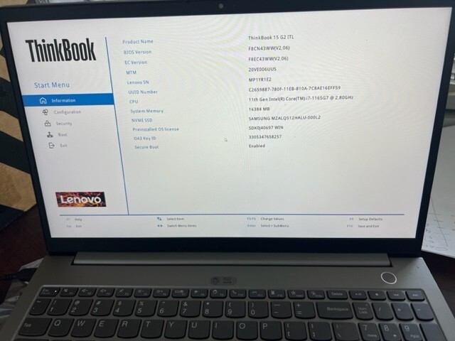 Lenovo Thinkbook 15 G2 ITL 15.6″ 512GB NVME 16GB RAM Intel I7 1165G7 2.8GHZ